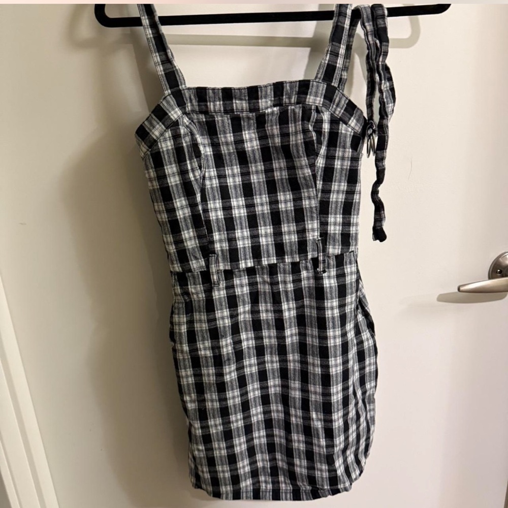Hollister Black and White Plaid Mini Dress
